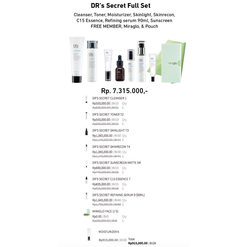 DR's Secret Full Set A + Moisturizer