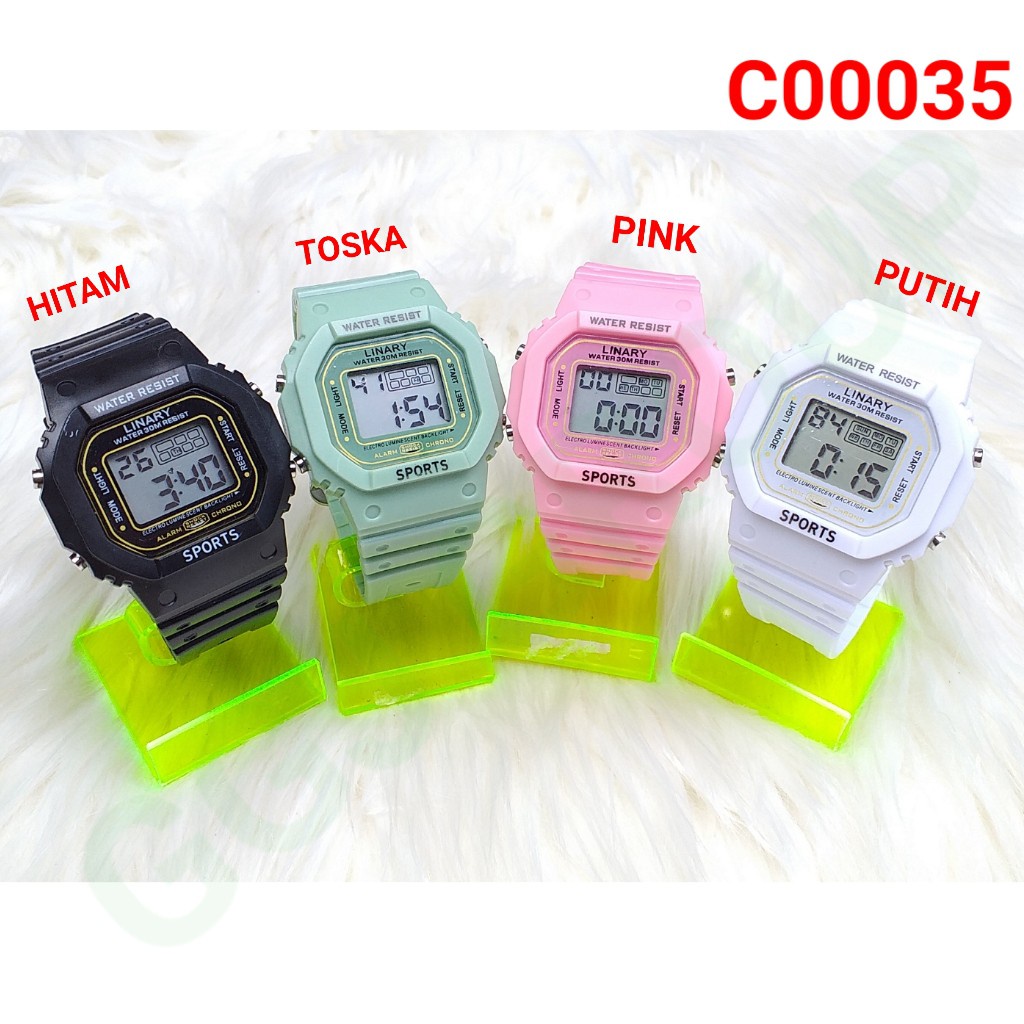 DC C ( C35 ) JAM TANGAN SPORT DEWASA /  WATER RESISTANT 3 ATM / TIDAK BISA MEMILIH