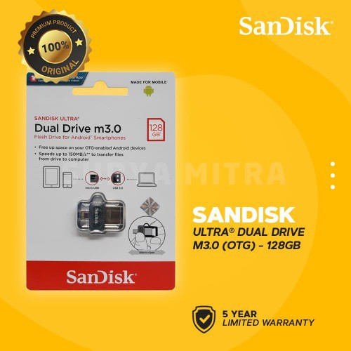 FLASHDISK OTG SANDISK 128GB DUAL DRIVE M3