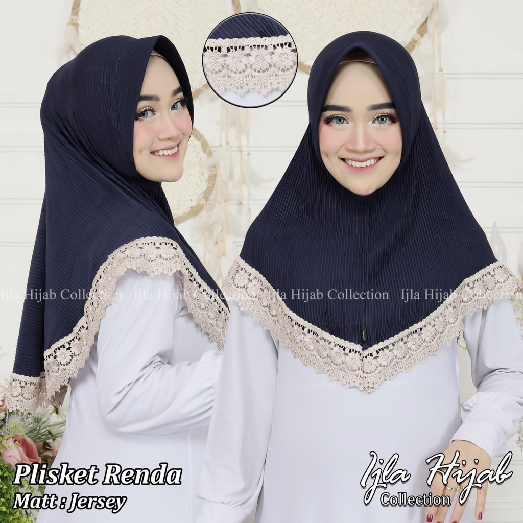 Hijab bergo instan jersey plisket renda terbaru