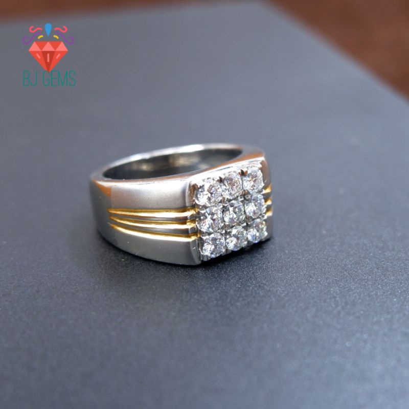 Cincin Moissanite Ring Perak Model Stamp 9 Mata