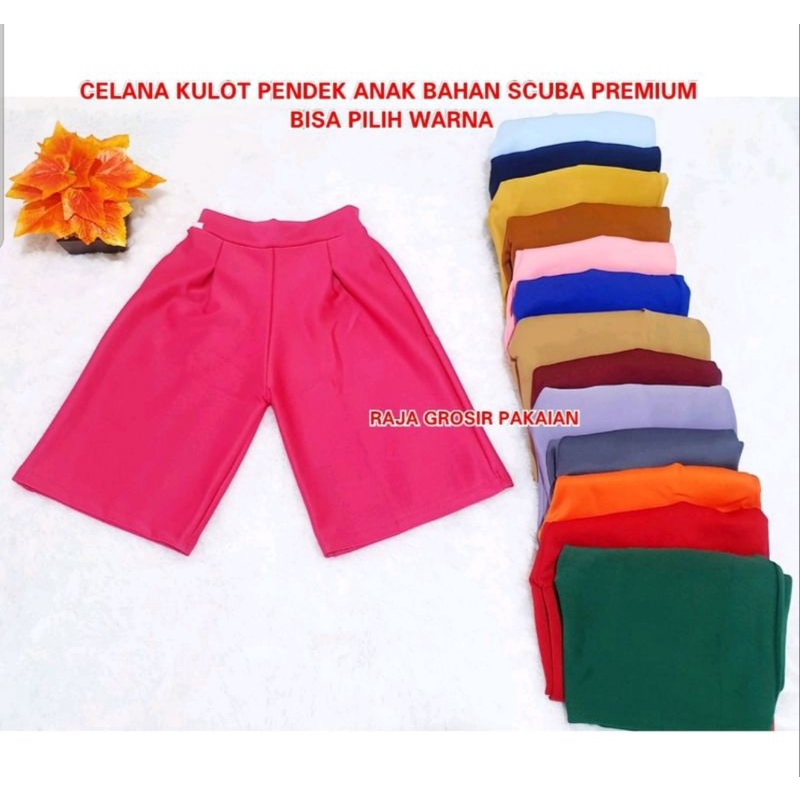 Celana Kulot Anak 3/4 Scuba Premium Usia 2-9 Thn Bisa Pilih Warna