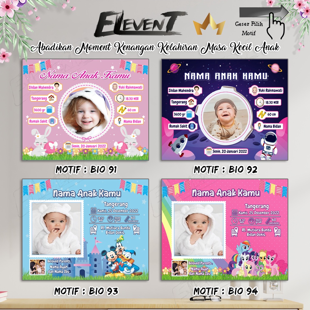 Miliki Softfile Biodata Bayi Data Kelahiran Anak Harga Terjangkau Banyak Pilihan 182 Motif Unik Tinggal Cetak Sendiri dengan data Desain bayi Newborn Baby untuk pajangan walldecor bingkai  pigura popup dllbisa Murah-91-94