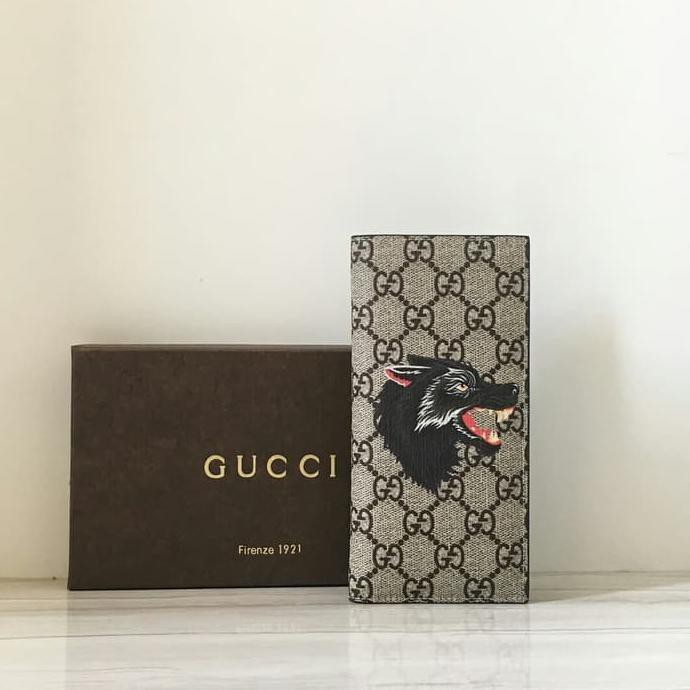 GUCCI WOLF PRINT GG SUPREME BRAZZA WALLET MIRROR QLTY MADE IN HONGKONG