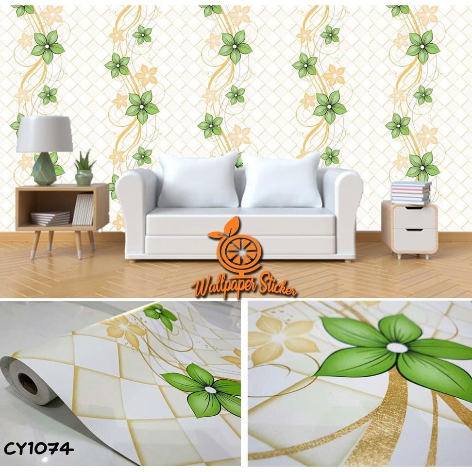 Wallpaper Dinding Stiker Lem - Walpaper Ruang Tamu - Kamar Mandi - Kamar  - Dapur 10M Tupat Hijau