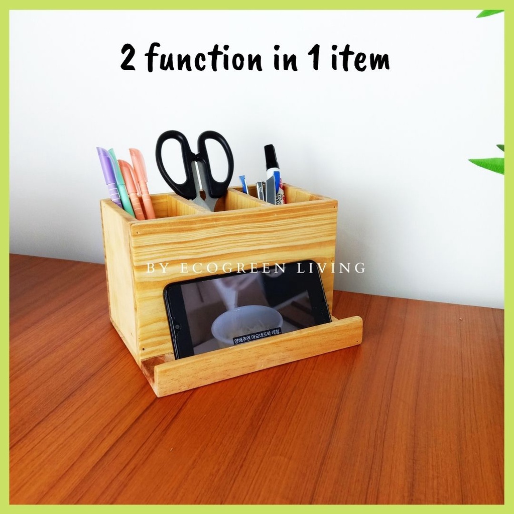 2 IN 1 DESK ORGANIZER MULTIFUNCTION / KOTAK PEN HOLDER DAN PHONE STAND HOLDER