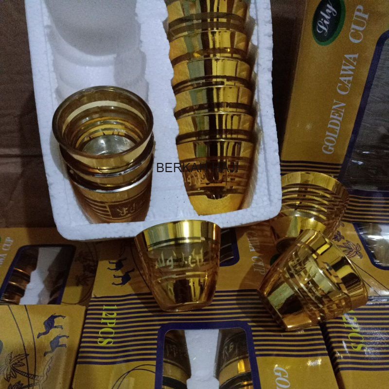 gelas zamzam golden cawa cup gelang cucing isi 12pcs