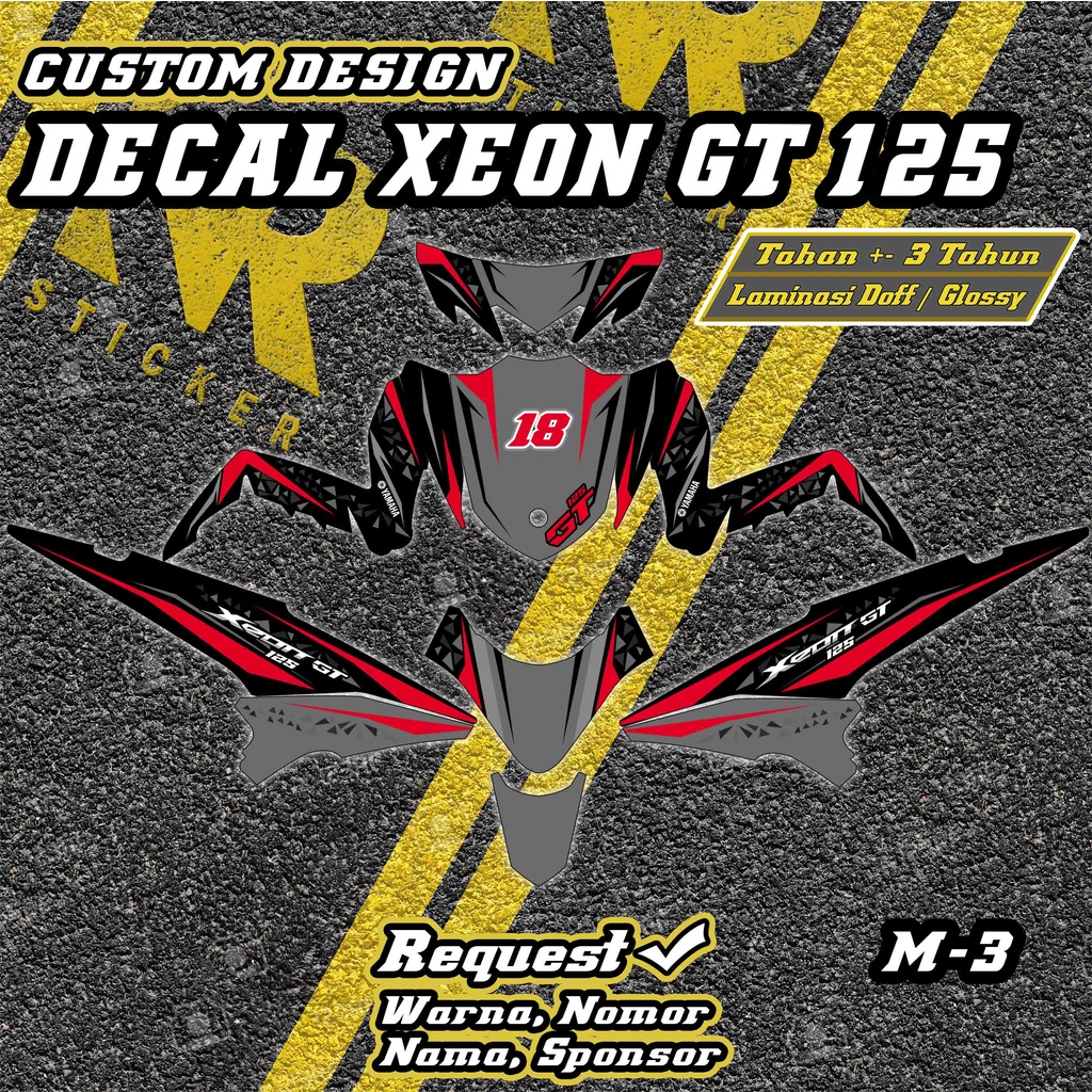 Decal Xeon GT 125 Custom Desain | Stiker Xeon gt Sticker Xeon gt | M3 | KR Sticker