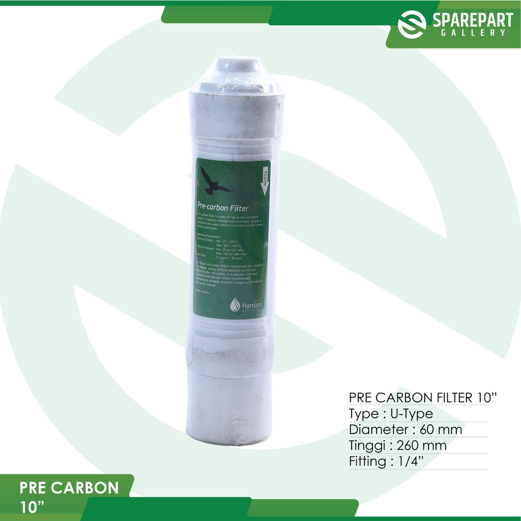 Filter pre carbon U-type 10&quot; dispenser RO