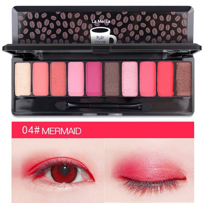 Lameila Eyeshadow Play Color Eyes 10 Color Palette Makeup Anti Air &amp; Tahan Lama / Perona Mata 10 Warna / Lameila 3596