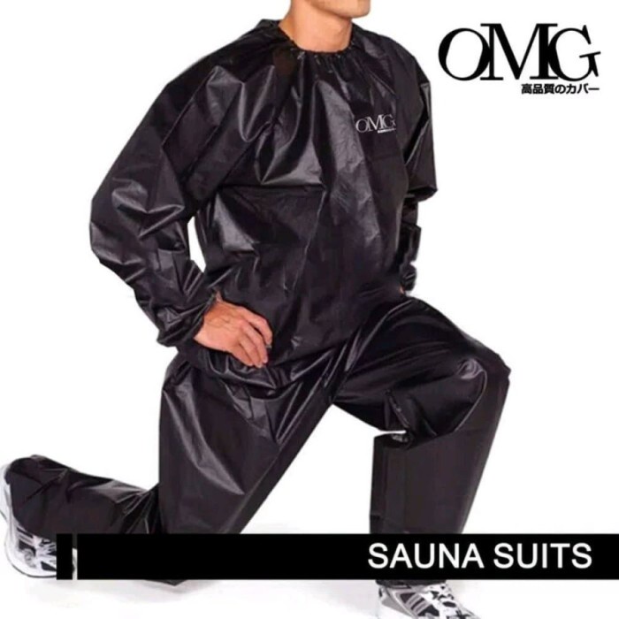 Jaket Wanita Baju Sauna Suit OMG Jaket Celana Olahraga Pria Wanita Best Quality - M, Hitam(L9A8) Jak