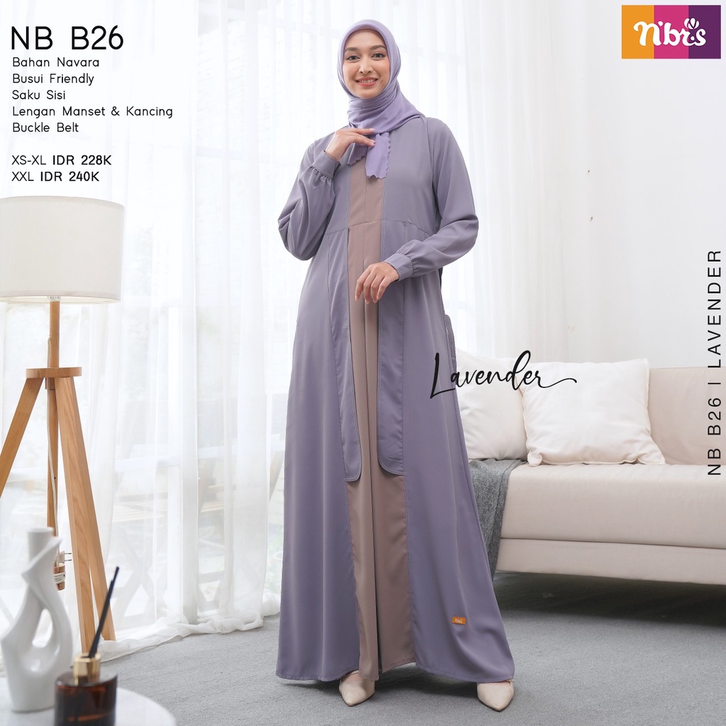 Nibras Gamis NB B26 Bahan Navara Dress Muslimah Kekinian Simple OOTD