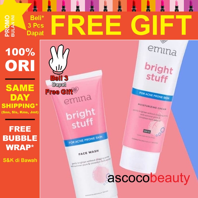 Emina BRIGHT STUFF ACNE PRONE Series | Face Wash Moisturizing Cream ✰ ascocobeauty ✰