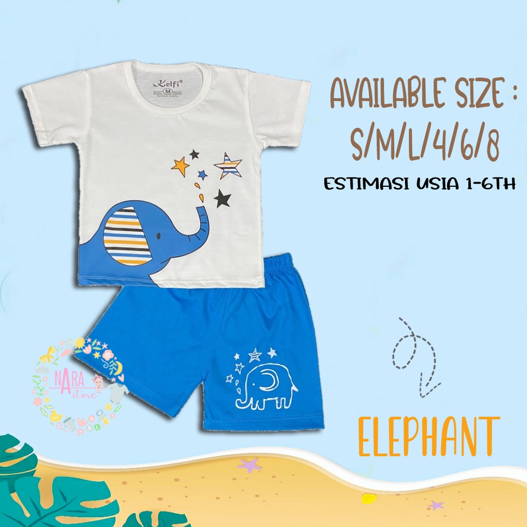 Setelan Anak Cowok 1-8 tahun The Hobby Series/Setelan Anak Kelfi/baju anak murah/Baju anak laki-laki-Elephant