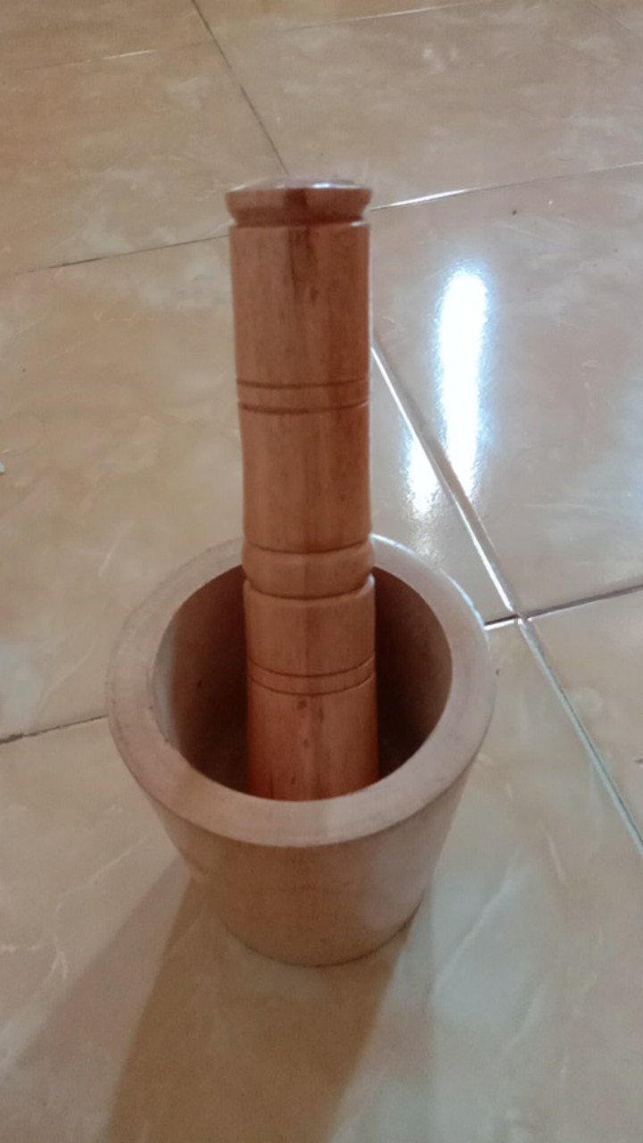 Lumpang Kayu Tradisional Kayu Mahoni Ukuran Kecil! Kuat Tidak Mudah Patah