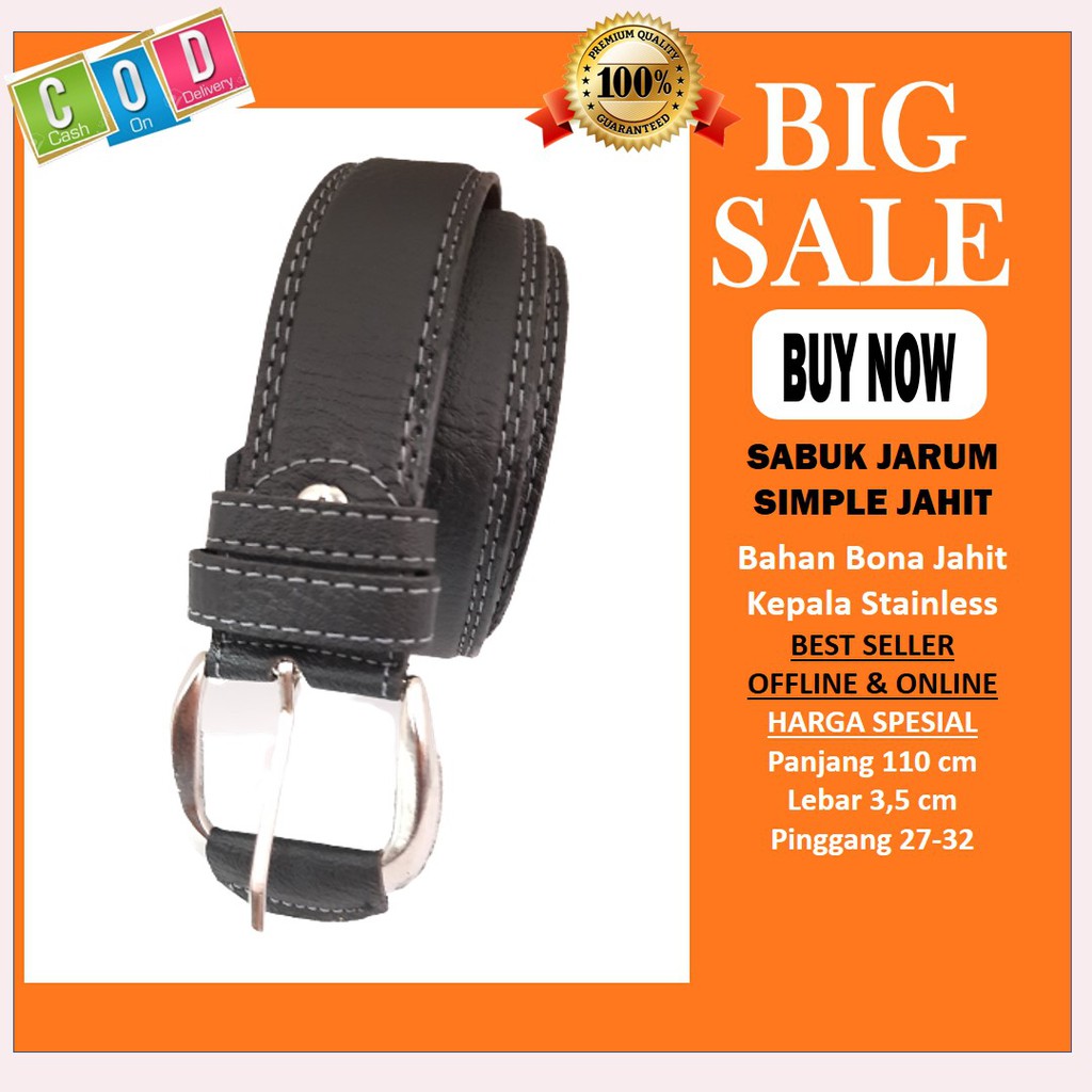 Gesper Cowok Sabuk Pria Ikat Pinggang Men Belt Kulit Kanvas Canvas Asli Premium Kepala Jarum Jahit