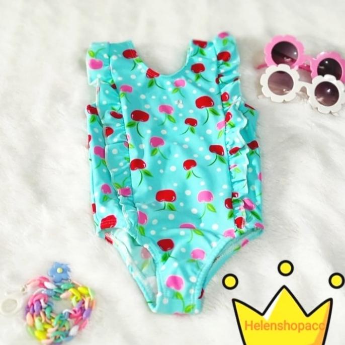 Baju renang bayi 3bln-7thn swimsuit anak perempuan import HL fashion - Apel Hijau, 6-7thn