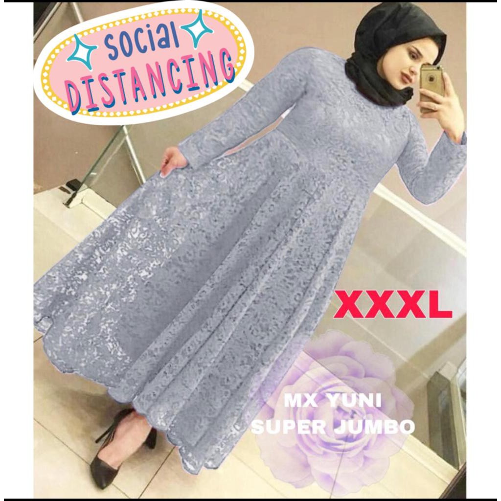 (PASTI REALPIC) GAMIS YUNI SUPER JUMBO XXXL BUSUI BIGSIZE MAXI DRESS MUSLIM BRUKAT TULANG TIMBUL