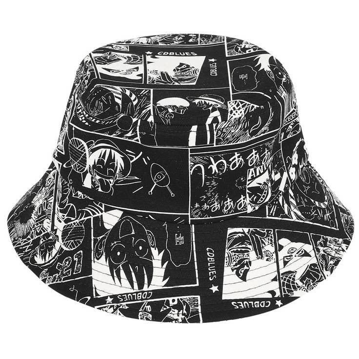 Topi bucket Motif print Anime One Piece Luffy Model Dua Sisi Breathable Gaya Kasual Untuk Unisex