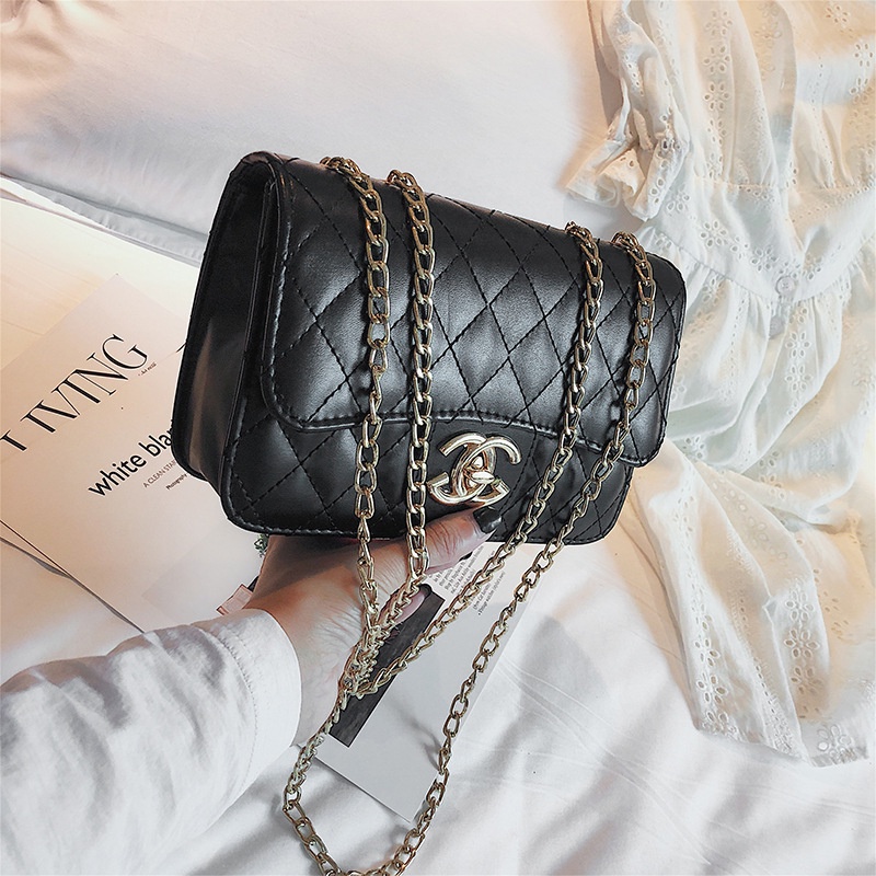 TAS SELEMPANG WANITA PESTA TALI KULIT RANTAI TA279B5 HITAM DABAGA KOREA TERMURAH REMAJA BATAM PROMO 