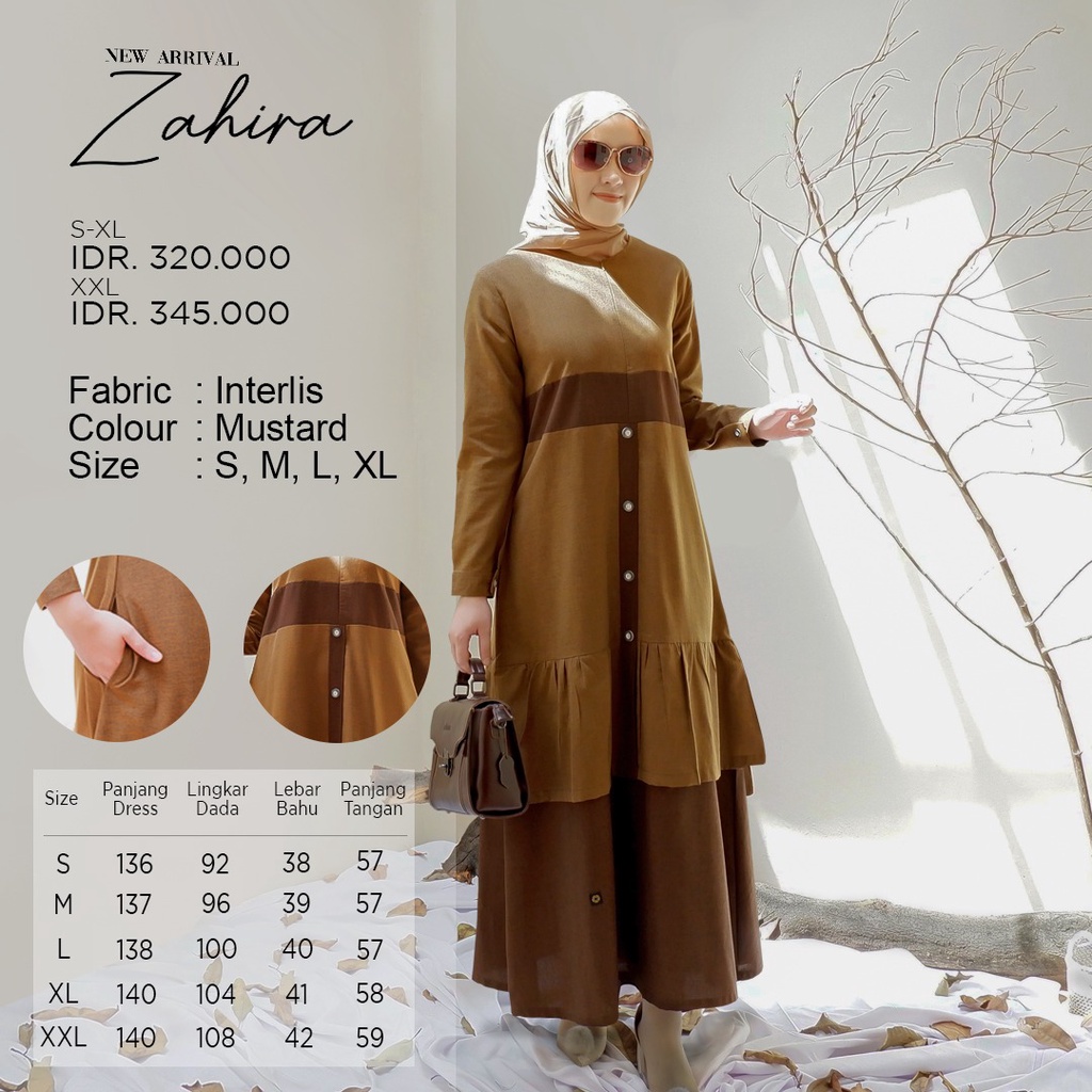 GAMIS MUSLIMAH ENDOMODA ZAHIRA MUSTARD