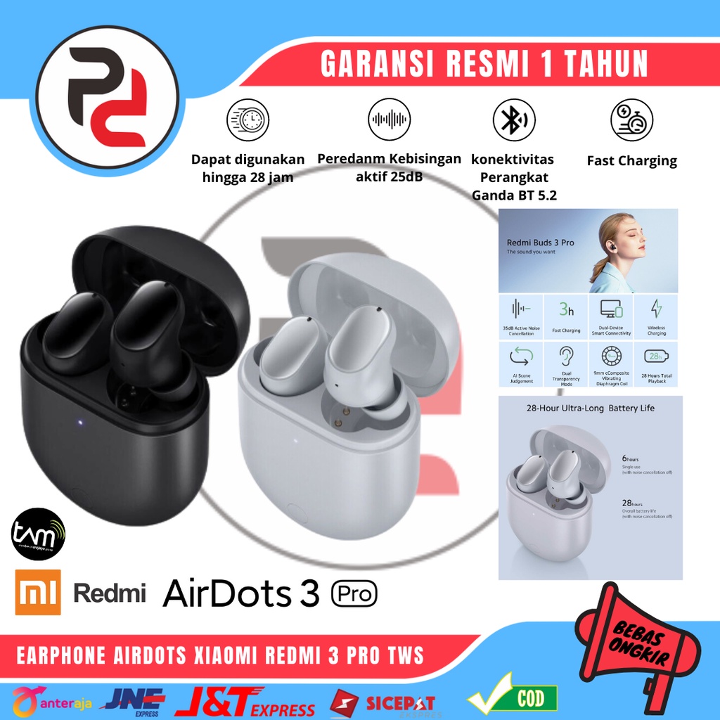 Earphone Bluetooth Wireless Airdots Airbuds Xiaomi Mi Redmi 3 Pro TWS Original