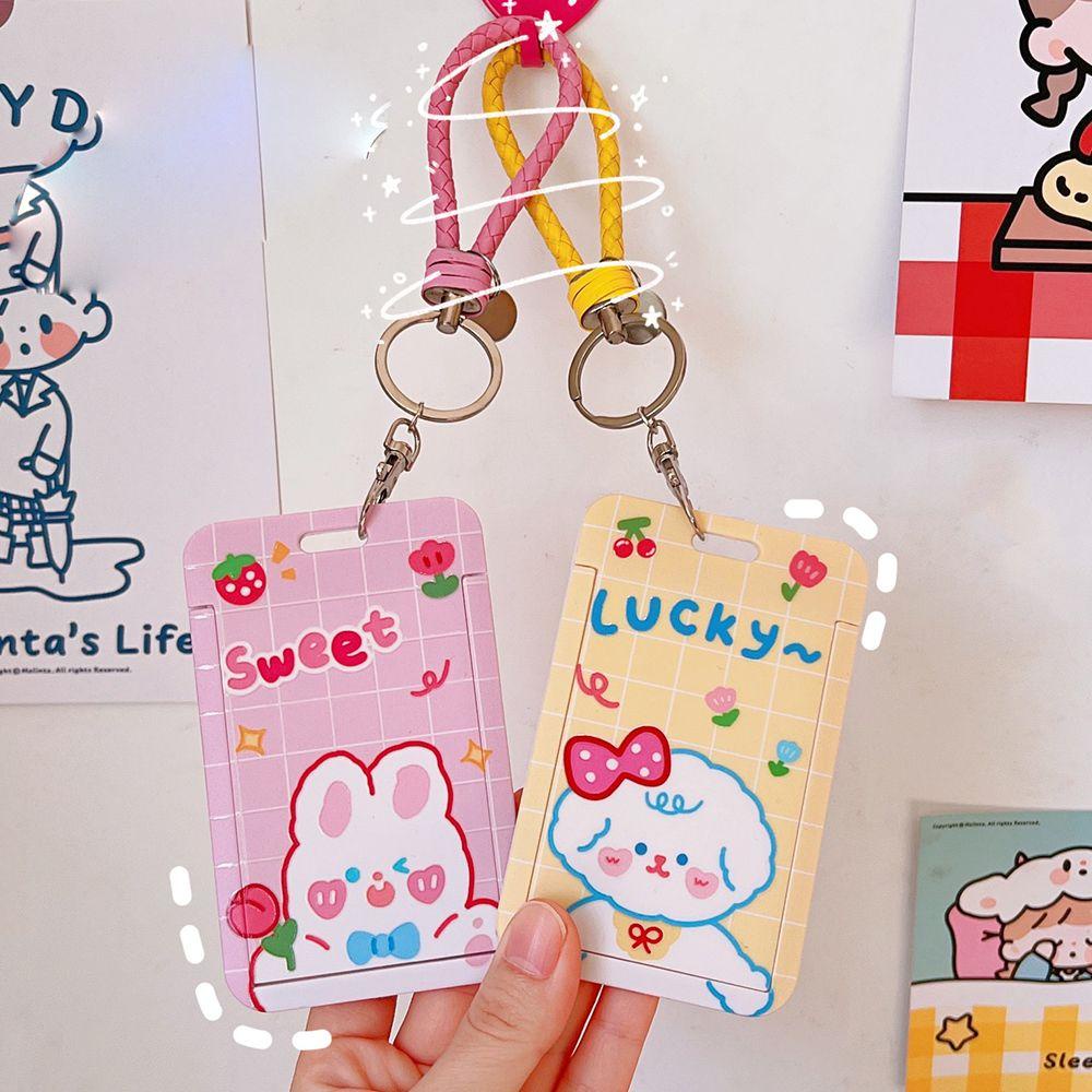 Lanfy Wanita Gantungan Kunci Key Holder Paduan Unik Slide Cover Desain Kartun Penutup Kartu Bus Beruang Anak Hadiah Gantungan Kunci Ornamen