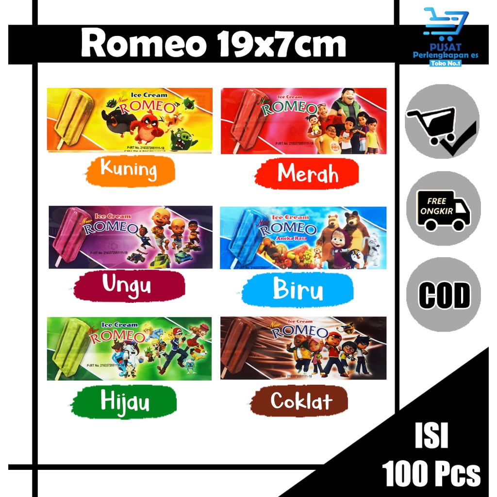 kemasan es krim stick - bungkus es - plastik kemasan es loly ROMEO - bungkus es krim