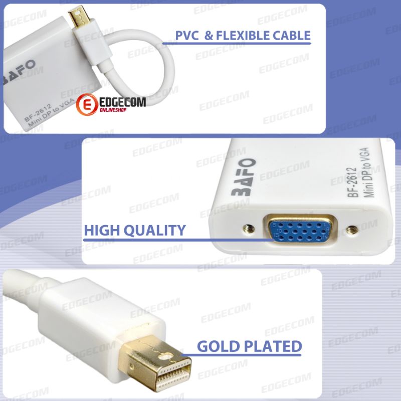 BAFO Mini DISPLAYPORT to VGA Cable Adapter BF-2612 ORIGINAL