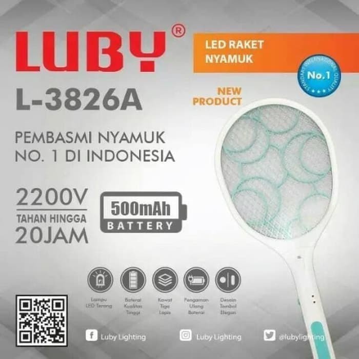 Raket Nyamuk Luby Powerfull L-3826/3881/3882/3883/mitsui