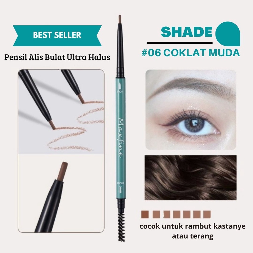 Pensil Alis Ultra-Halus Eyebrow Pensil Alis Waterproof Double Head Plus Spoolie Brush by Maxfine