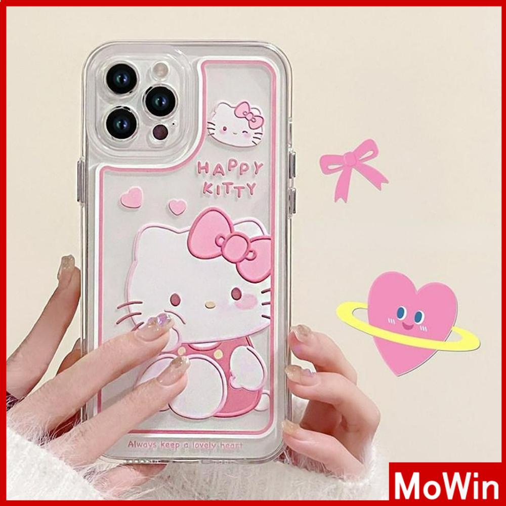 iPhone Case Clear Case Soft Thick TPU Shockproof Super Transparent Protection Camera Plating Button Pink Cartoon Cute For iPhone 13 Pro Max iPhone 12 Pro Max iPhone 11 iPhone 7Plus