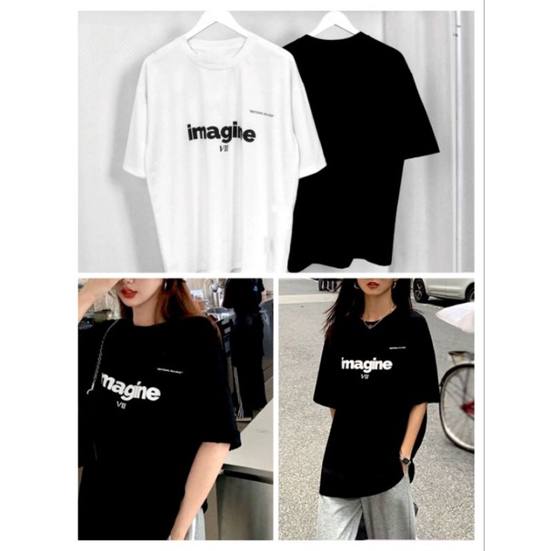 (M - XXXXL 6XL) Kaos BIGSIZE Jumbo IMAGINE Emotional Balance Korean Harajuku Street Style Top Atasan Oversize Cotton Combed Black Hitam Putih Oversize