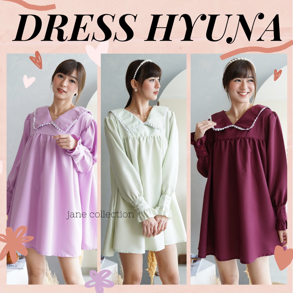 JANE COLLECTION || Baju Hamil Maternity Dress Lengan Balon Hijabers Muslim Mini Dress Hyuna