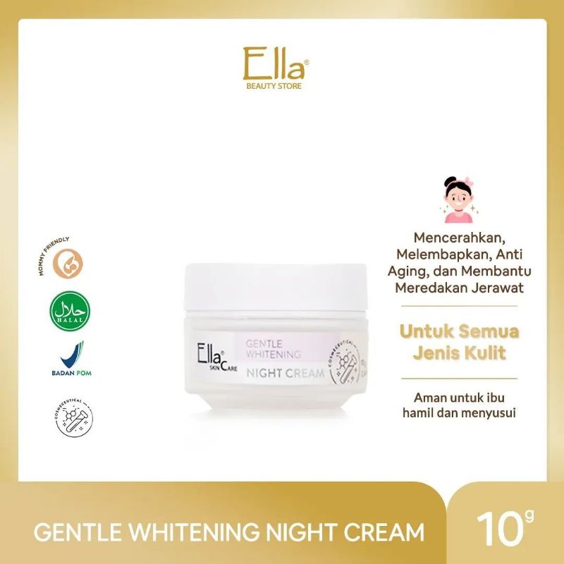 gentle whitening night cream ella cream malam ella untuk ibu hamil dsn menyusui ella skincare
