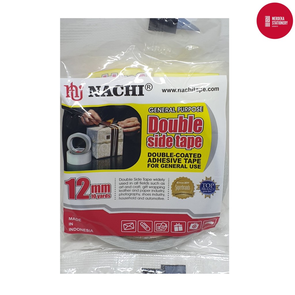 

Isolasi/Solatip Double Side Tape/Bolak Balik Nachi 12 mm/ 0,5 "/ 1/2 Inch