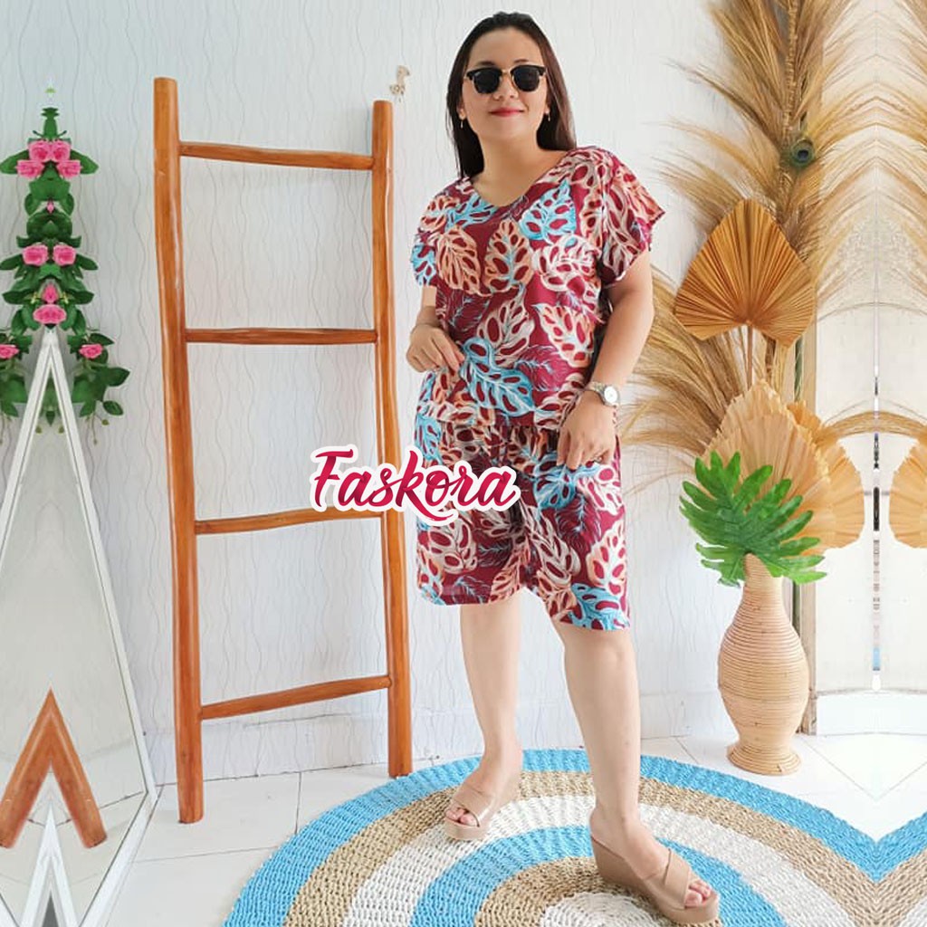 Setelan Janda Bolong Jumbo Rayon / Pajamas Katun Rayon Jumbo Set Janda Bolong / Setelan Rayon Pendek