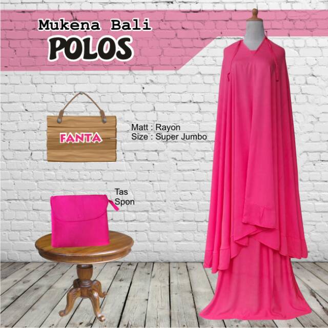 Mukena bali premium polos pink fanta rayon janger super jumbo