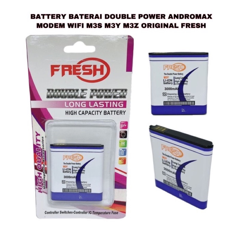 BATTERY BATERAI DOUBLE POWER ANDROMAX MODEM WIFI M3S M3Y M3Z ORI FRESH