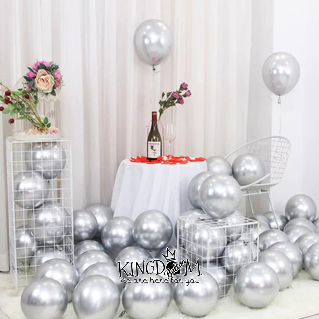 Balon Latex Chrome Silver / Balon Metalik Chrome / Balon Chrome