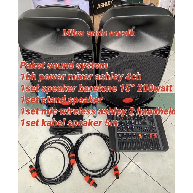Paket sound system speaker baretone 15" power mixer ashley studio4