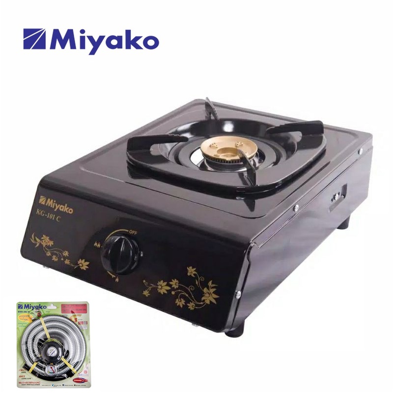 Miyako KG-101C Kompor Gas 1 Tungku FREE Paket Miyako Selang Gas Meter