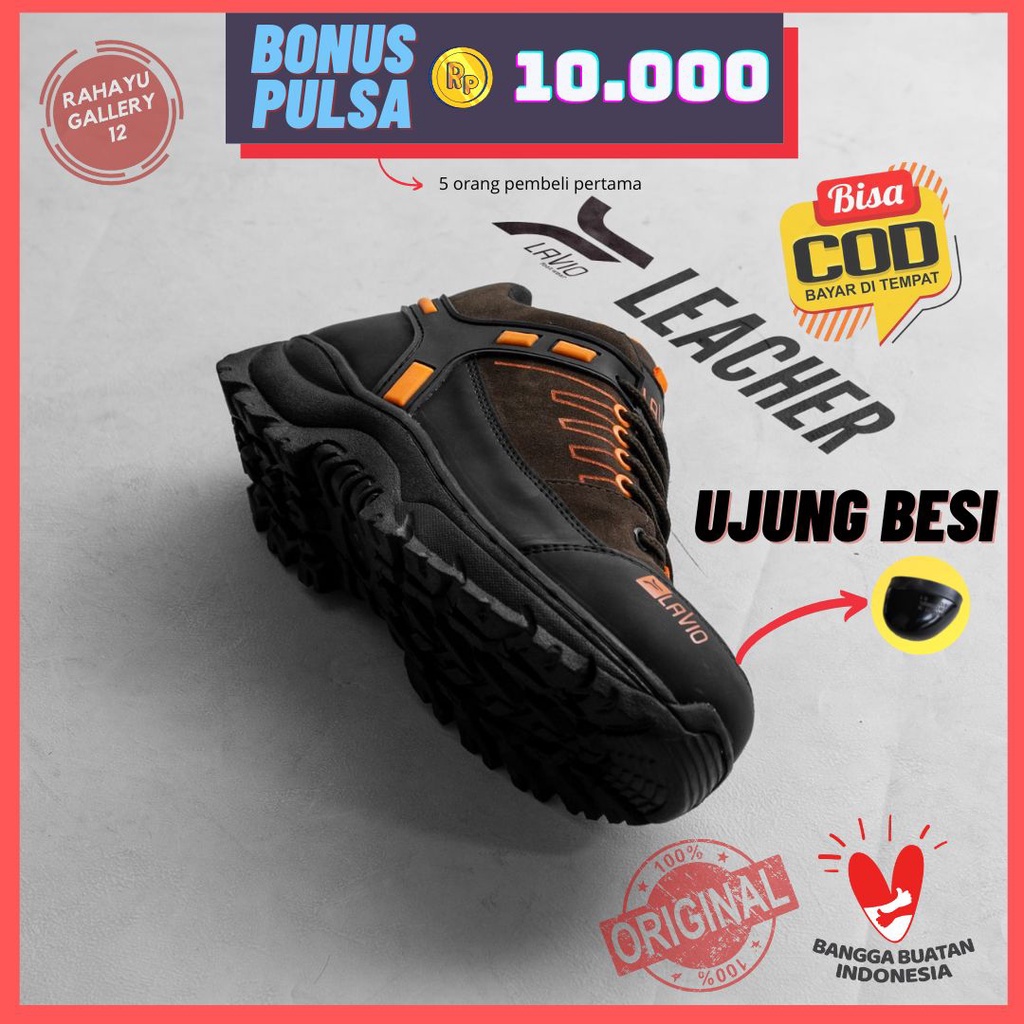 Sepatu Safety Pria Ujung Besi Original Lavio Leacher Septi Kerja Pabrik Sefty Proyek