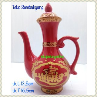 Teko Sembahyang Keramik Merah T 16.5