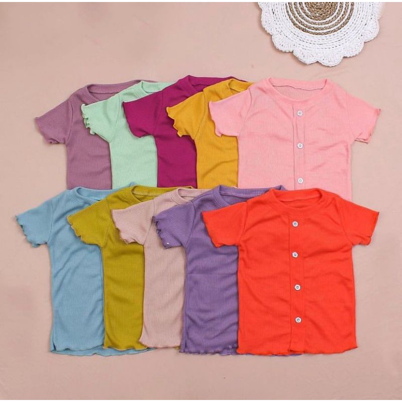 Baju Anak Perempuan CHILA Ruffle Knit Tee Rib | Baju Kaos Blouse Atasan Pakaian Anak Cewek Bahan Rib Knit Halus dan Lembut