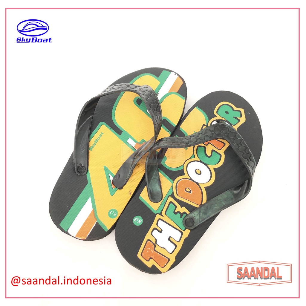 Sandal Jepit Hitam Skyboat MotoGP Valentino Rossi The Doctor Anak Laki Laki Perempuan