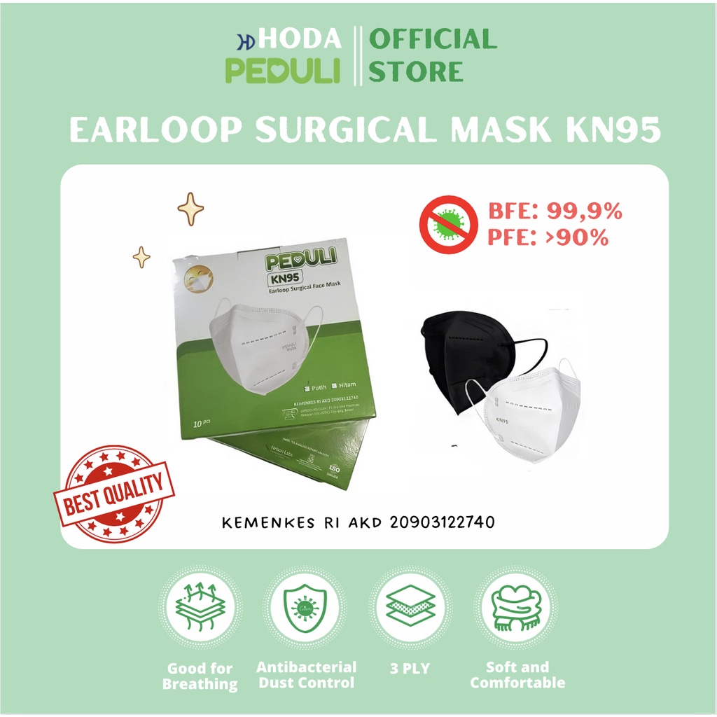 Masker KN95 PEDULI 4Ply 10 Pcs Face Mask Good Quality