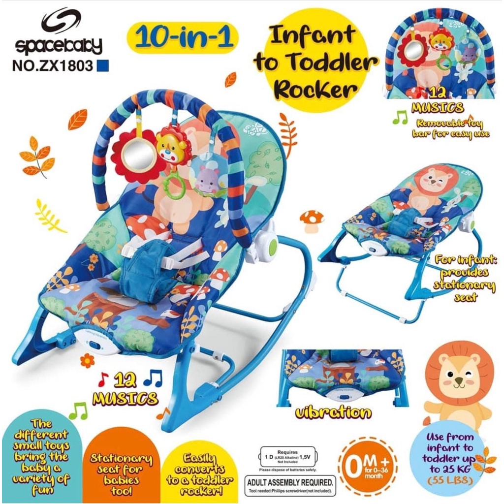 READY GOJEK Bouncer Kursi Goyang Manual Bayi Space Baby Sugar Baby Mastela 10in1-Biru Bouncer Space