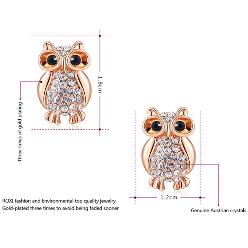 SIY  Owl Rhinestone Sparkle Ear Stud Earrings Animal Fashion Jewelry Charming Gifts