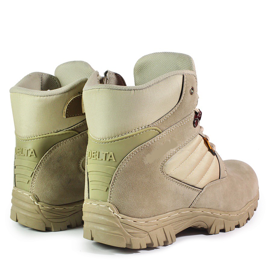 Sepatu Pria DLT USA Tactical Cordura Gurun 6 inci Pendek Sleting Boots Safety Ujung Besi CREAM